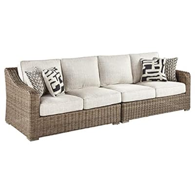 Signature Design by Ashley Beachcroft Outdoor Left & Right Arm Facing Wicker Patio Loveseats, - $355.68 ($999)