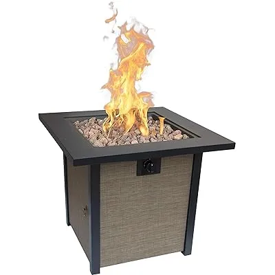 28in Bond Woodleaf Fire Pit, Black/Tan
