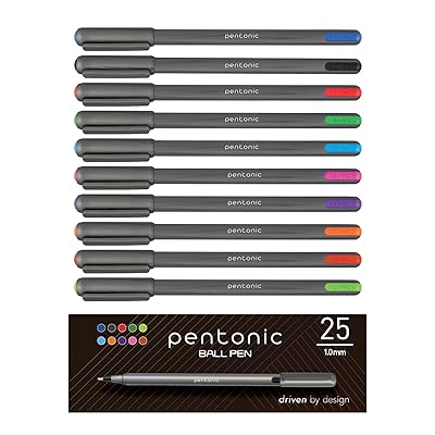 25 Pack Pentonic Ballpoint Pens, 10 Assorted Colors - $3.62 ($9)