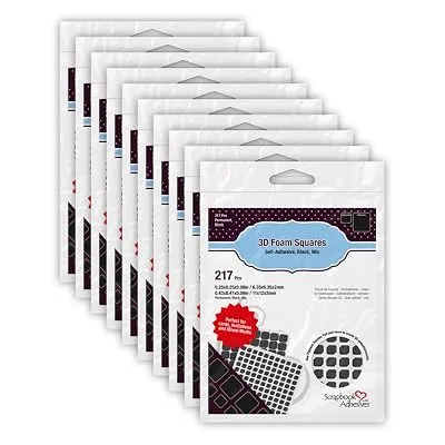 Scrapbook Adhesives by 3L, Pre-Cut 3D Foam Square, Black, Pack of 10
