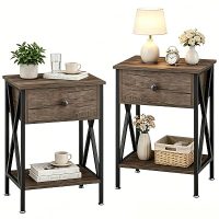 VECELO Nightstands Set of 2, Modern Bedside End Tables