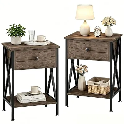VECELO Nightstands Set of 2, Modern Bedside End Tables