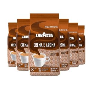 Lavazza Roasted Coffee Beans, Crema E Aroma, 2.20 lbs, Pack of 6