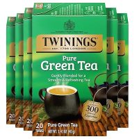 Twinings Pure Green Tea, Caffeinated, Tea Bags, 20 CT Box, 6 Pack