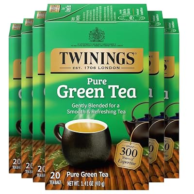 Twinings Pure Green Tea, Caffeinated, Tea Bags, 20 CT Box, 6 Pack - $14.39 ($26.99)