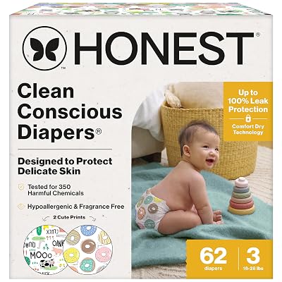 The Honest Company Daytime Daytime Diapers, Barnyard Babies, Size 3, 62 Ct - $17.51 ($26.99)