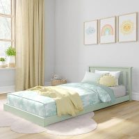 Max & Lily Classic Twin Floor Bed, 79.75 Inches, Solid Wood