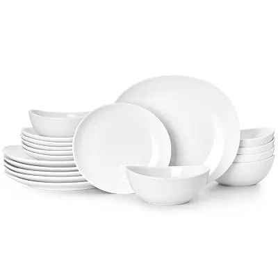 Sweese Curve Oval Serving Porcelain Dinnerware Set for 6, 18-Pcs