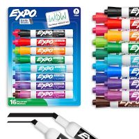 16-Count EXPO Dry Erase Markers, Low Odor Ink, Assorted Colors, Chisel