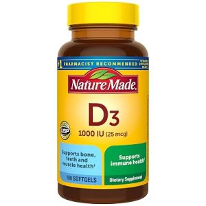 Nature Made Vitamin D3 1000 IU, 100 Vitamin D Softgels