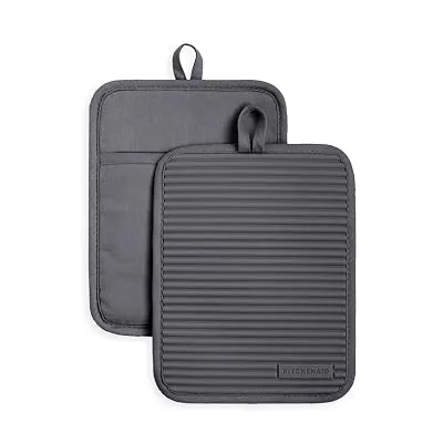 KitchenAid Ribbed Soft Silicone Pot Holder 2-Pack Set