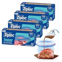 Ziploc Gallon Freezer Bags, Food Storage, 120 Total Bags, 30 Count, 4-Pack