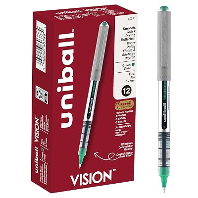 Uniball Vision Rollerball Pens, Green Pens Pack of 12 - $14.52 ($20.8)
