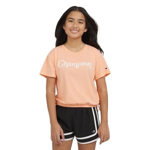 Champion Girls Short Sleeve Graphic T-Shirt Crewneck Tee for Kids