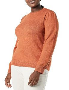 Amazon Essentials Women's Soft Touch Long Sleeve Pleated Shoulderu2026