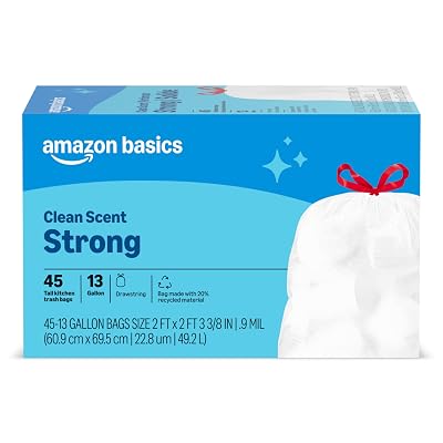 45-Count Amazon Basics Tall Kitchen Drawstring Trash Bags, Clean Scent, 13 - $3.57 ($9.29)