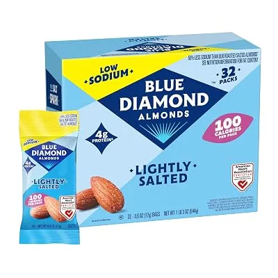 32-Pack Blue Diamond Almonds Low Sodium Lightly Salted Snack Nuts, 100