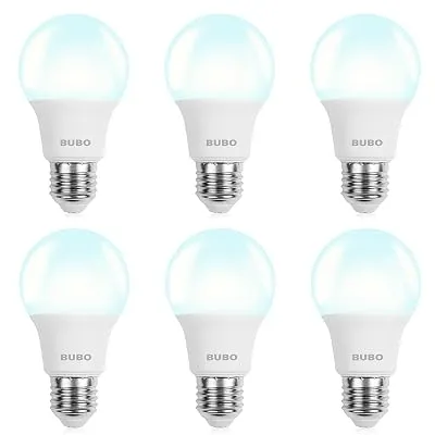 6-Pack BUBO A19 LED Light Bulbs, 60 Watt Equivalent LED Bulbs, Daylight