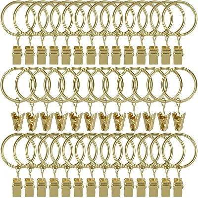 AMZSEVEN 40 Pack Curtain Rings with Clips, Drapery Clips
