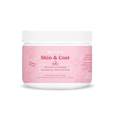Bocce’s Bakery Skin & Coat Supplement Chews, Salmon Flavor, 60 ct