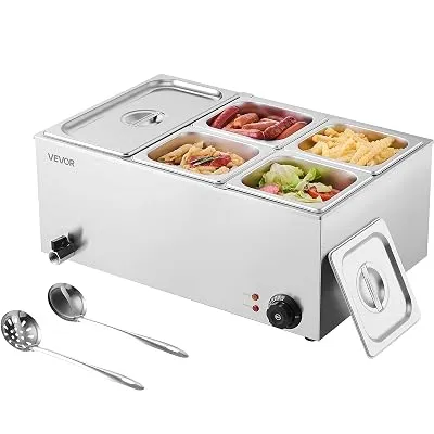 VEVOR 24QT Commercial Food Warmer, 5-Pan Electric Steam - $89.90 ($117.90)