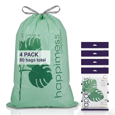 happimess Douglas 20-Count Unscented 13.2 Gal Trash Bags, Green, Pack of 4