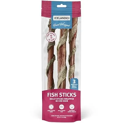 Icelandic+ 3 Pack 12″ Hand-Wrapped Bully Sticks in Cod Skin