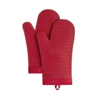 KITCHENAID Ribbed Soft Silicone Oven Mitt 2-Pack Set, 7.5″x13″