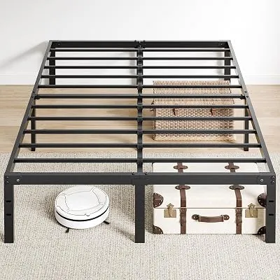 OLIXIS 14In Metal Queen Bed Frame with Storage Space, 800LBS