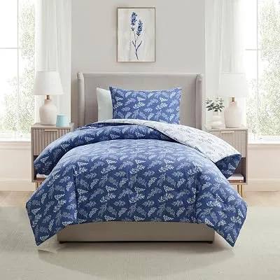 Nestl Twin Size 2 Piece Botanical Comforter Set – Slate