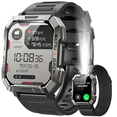 IOWODO Military Smart Watch for Men, 2.01” Smart Watch