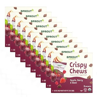 10-Pack Sprout Organic Toddler Snacks, Crispy Chews, Red Berry & Beet - $15.20 ($28.18)