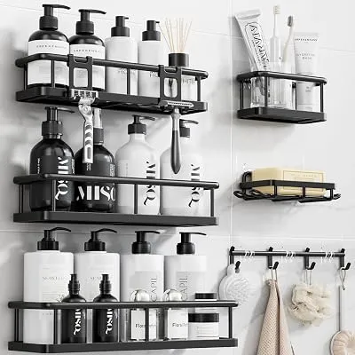 6-Pack YASONIC Shower Caddy Adhesive, Rustproof Shower Organizer with Soap