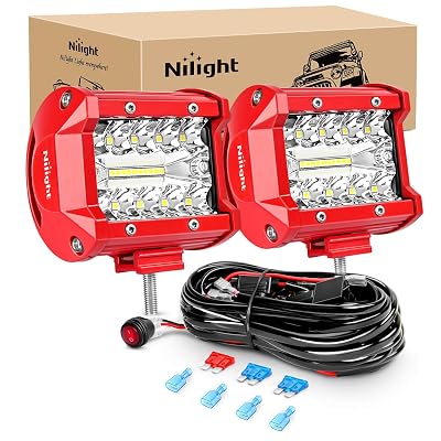 Nilight LED Light Bar 2PCS 60W 4Inch Triple Row Spot Flood