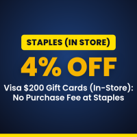 Visa $200 Gift Cards (In-Store): No Purchase Fee at Staples