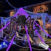 ECOHDT Brighter Spider Webs Halloween Lights