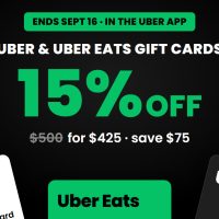 Save 15% on Uber & Uber Eats Gift Cards in the Uber App ($500 for $425)