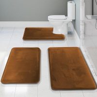 Clara Clark 3 Piece Bathroom Rugs Bath Mat Set, Velvet