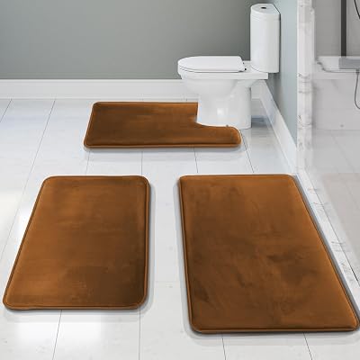 Clara Clark 3 Piece Bathroom Rugs Bath Mat Set, Velvet - $21.29 ($33.65)