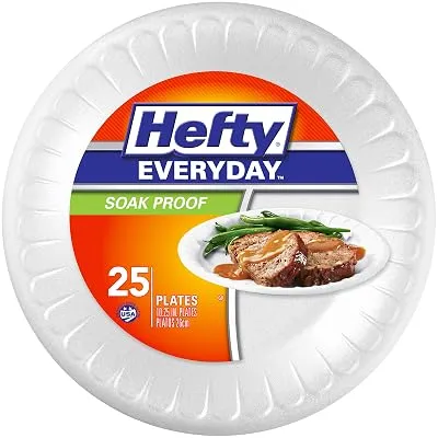 Hefty Everyday Soak-Proof Foam Plates 10.25 Inch 25 Count