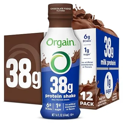 Orgain 38g High Protein Grass-Fed Shake, 14 oz, 12pk - $25.49 ($38.40)