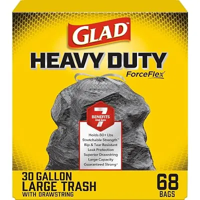 Glad Large 30 Gallon Trash Bags, 68 Count - $15.18 ($22.00)