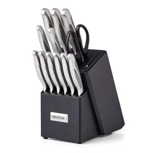 Oneida Crosshatch 14-Piece Kitchen Knife Set with Block