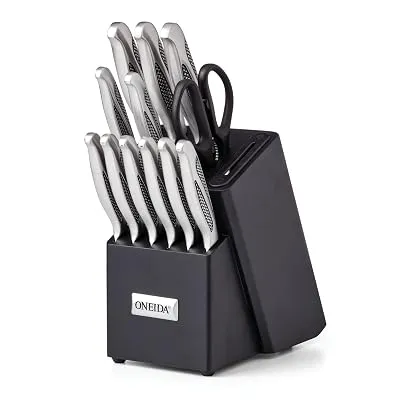 Oneida Crosshatch 14-Piece Kitchen Knife Set with Block