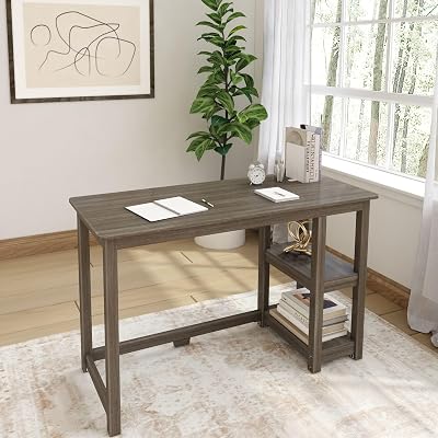 Max & Lily Solid Wood Desk With Shelves, 47 Inches - $99.99 ($188.00)