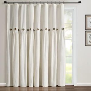 Lush Decor Linen Button Window Curtain Panel, 100″ W x 84″ L
