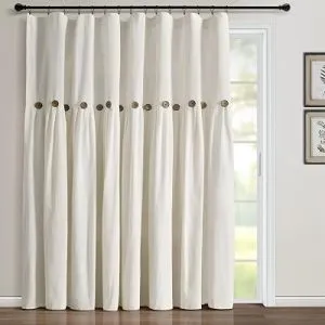 Lush Decor Linen Button Window Curtain Panel, 100″ W x 84″ L