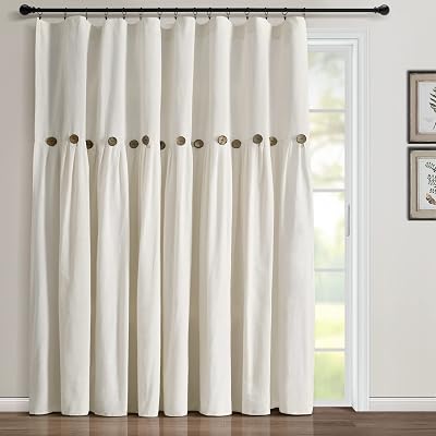 Lush Decor Linen Button Window Curtain Panel, 100″ W x 84″ L - $44.55 ($73.62)
