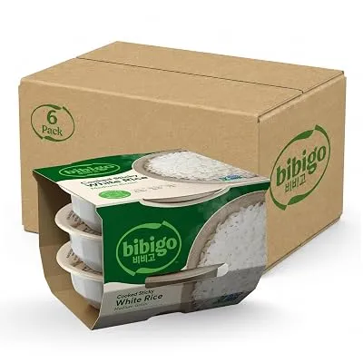Bibigo Korean Sticky White Rice 7.4 Ounce, 18-Pack
