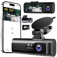 TOOXYZ 4K 3-Channel Dash Cam, Front, Rear and Inside, 3.16″ IPS